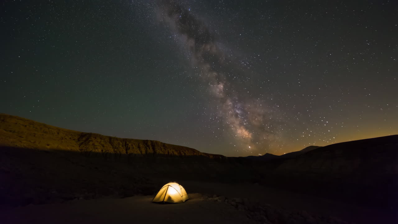 Camping under the Milky Way in the desert