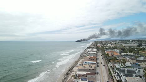 black smoke in the distance