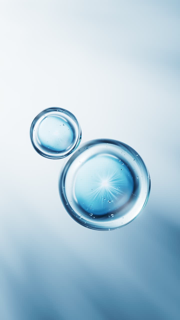 Sfondo con bolle di acqua liquida blu, rendering in 3D