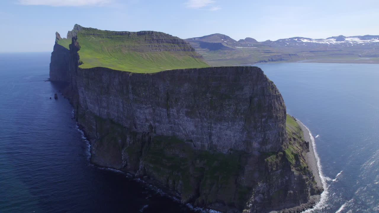 Dramatic Aerial View of the cliffs at &amp;quot;The Horn&amp;quot; in the Hornstrandir nature reserve located in the arctic cirlce, Iceland
