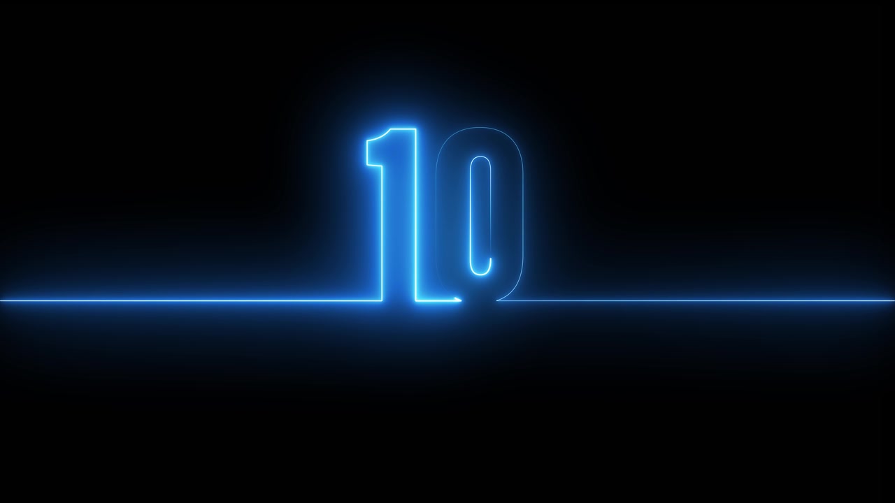 Conto alla rovescia numero 10 neon brillante