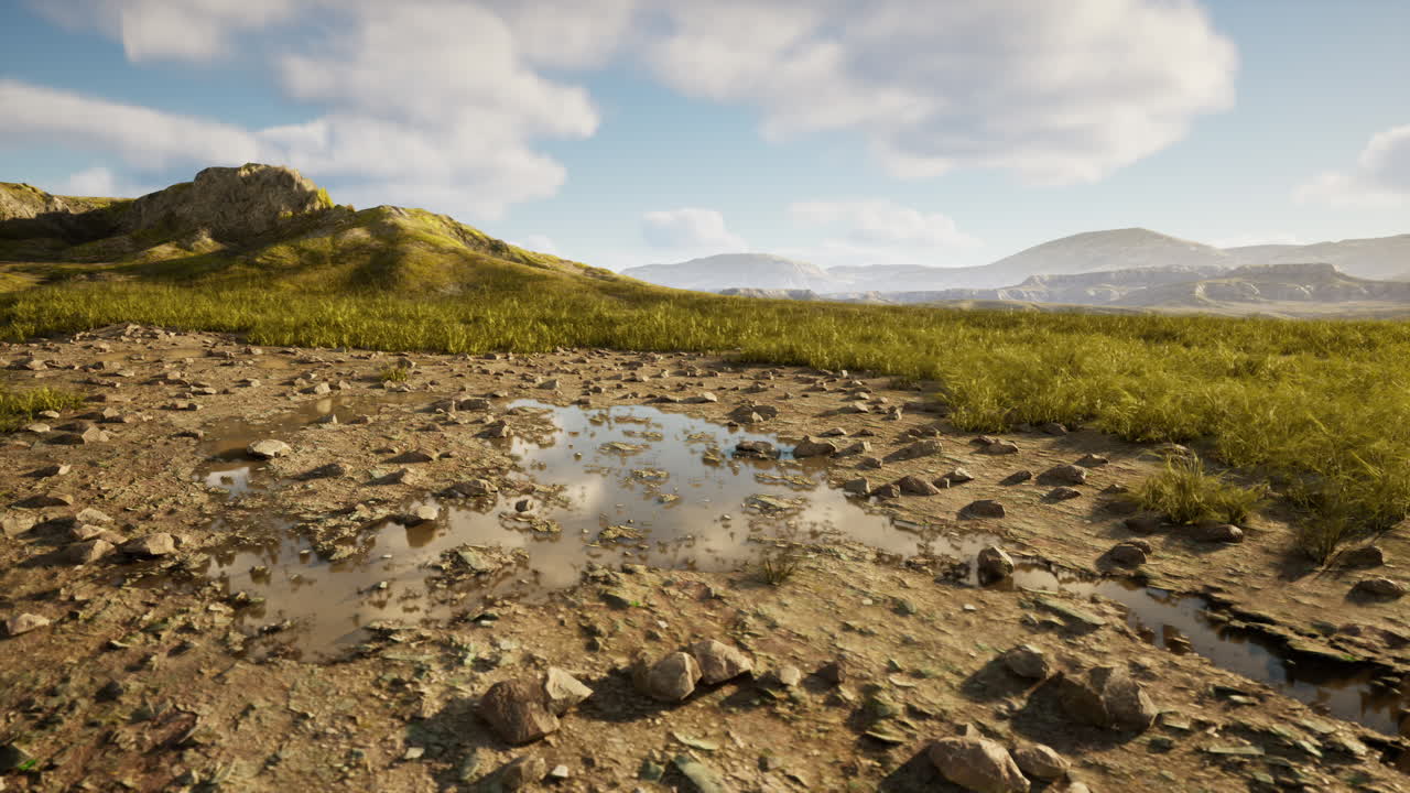 아름다운 언덕과 함께 네팔의 히말라야 산맥에서 트레킹