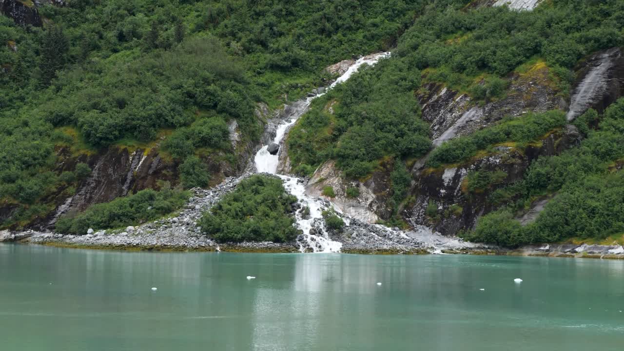 Beautiful waterfall at Endicott Arm fjord, Alaska.