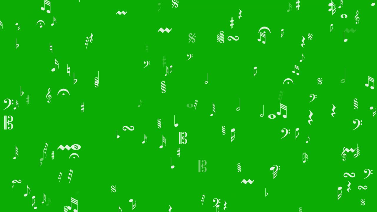 Musical symbols motion graphics with green screen background
