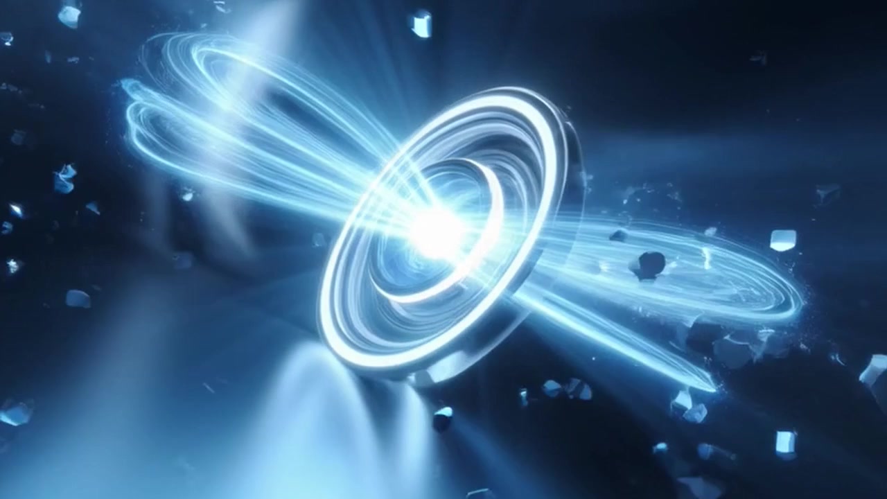 Abstract Glowing Blue Energy Portal with Floating Particles
