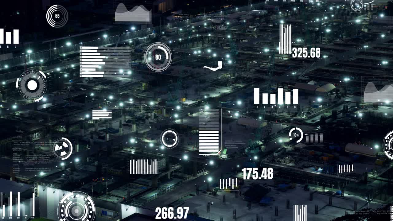 Construction technology concept with alteration graphic over construction site