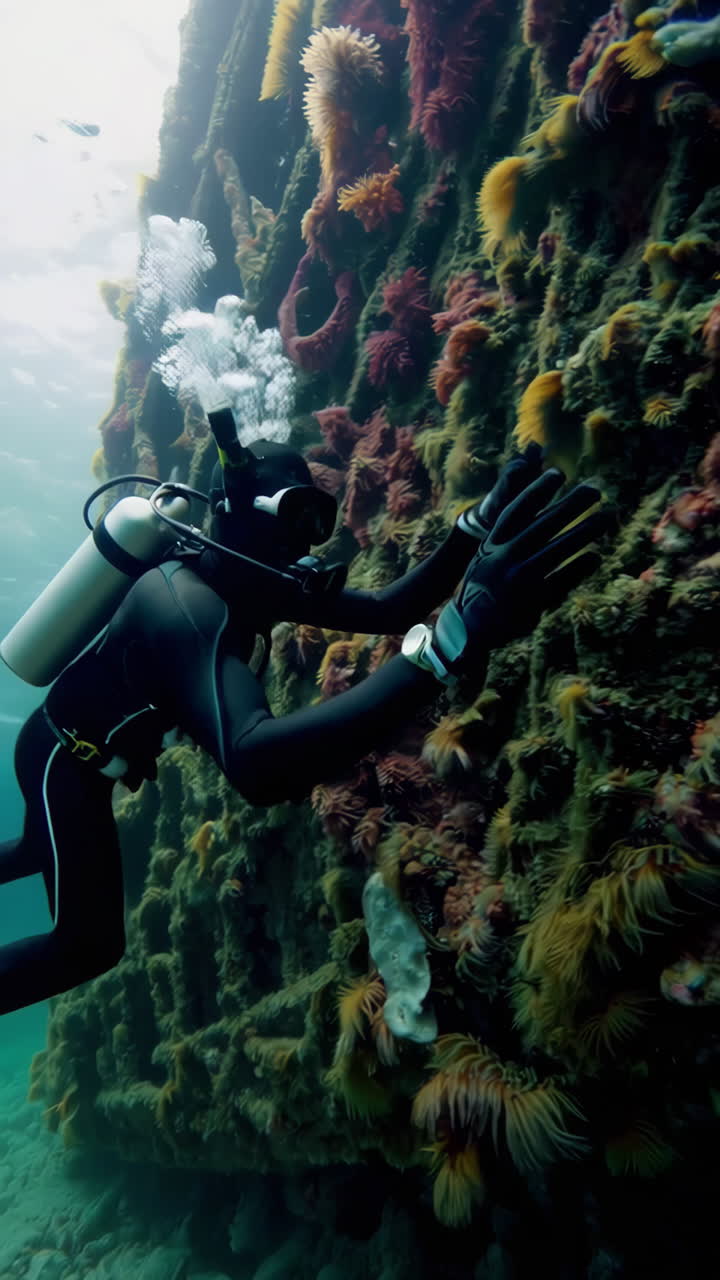 Scuba Diver Exploring Artificial Reef