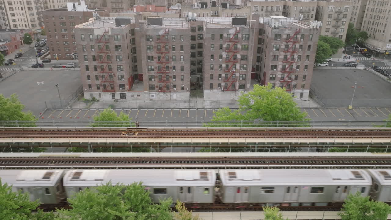 Aerial view of Yankee Stadium on a summer morning. Shot in The Bronx in 4k.