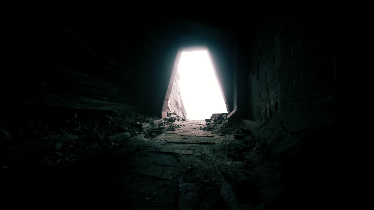 Light emerging from a dark tunnel suggests hope and escape opportunities
