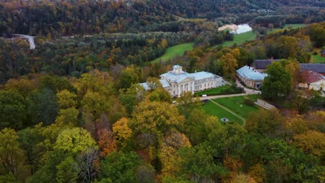 aerial view of the krimulda palace in gauja national park near sigulda and turaida, latvia