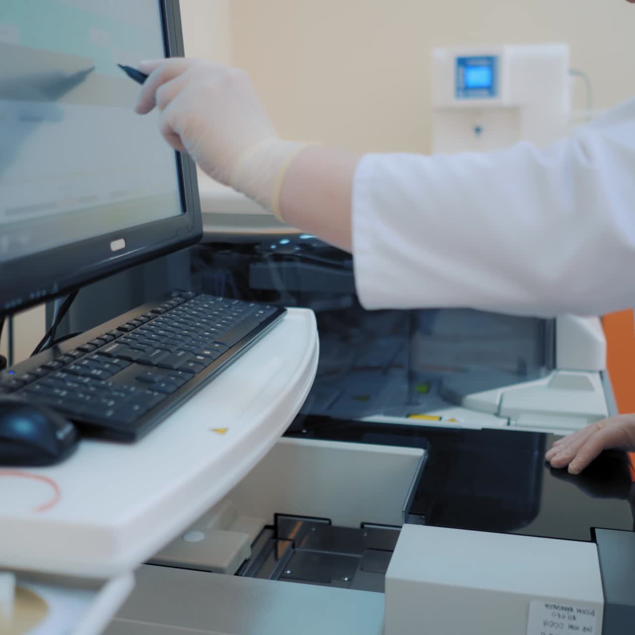 Scientist working in laboratory with computer