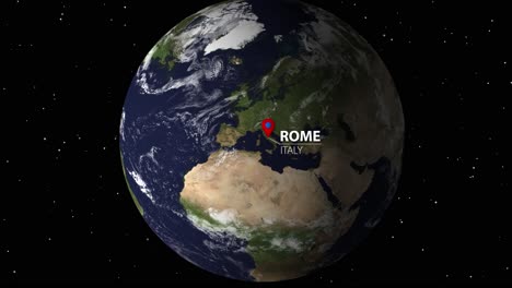 a progressive zoom-in animation focusing on rome, italy.