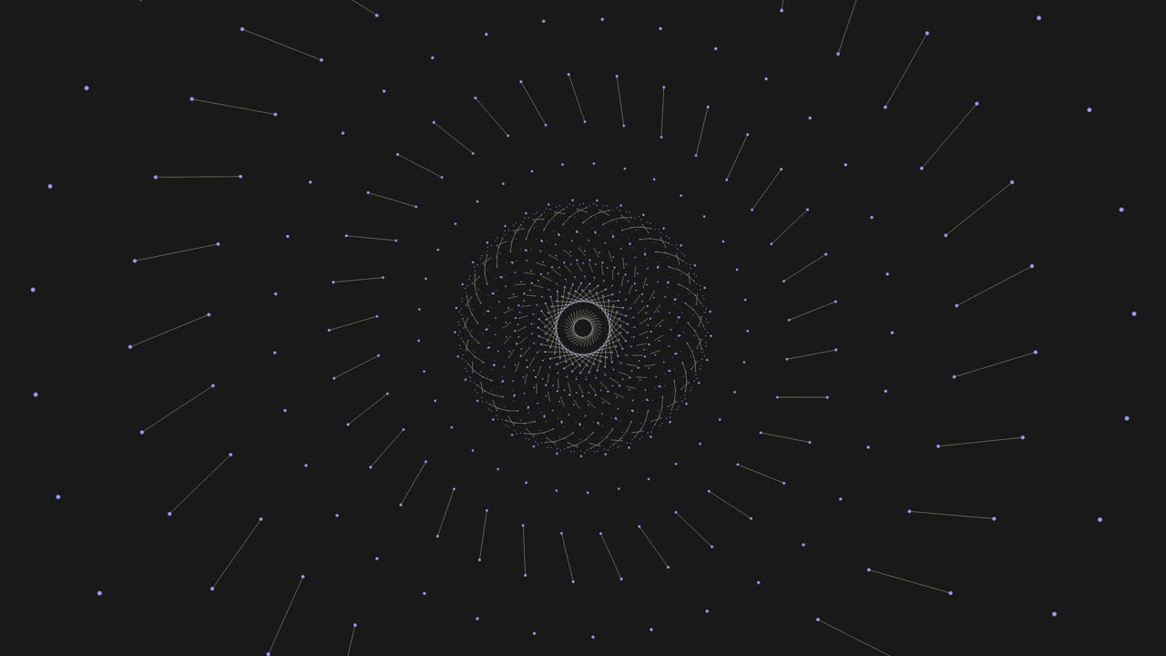 los puntos azules forman un patrón circular sobre un fondo negro