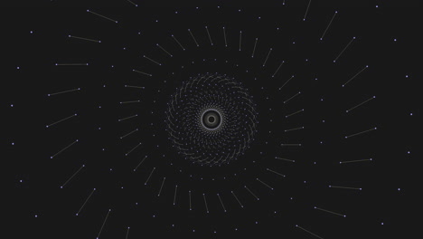 blue dots form circular pattern on black background