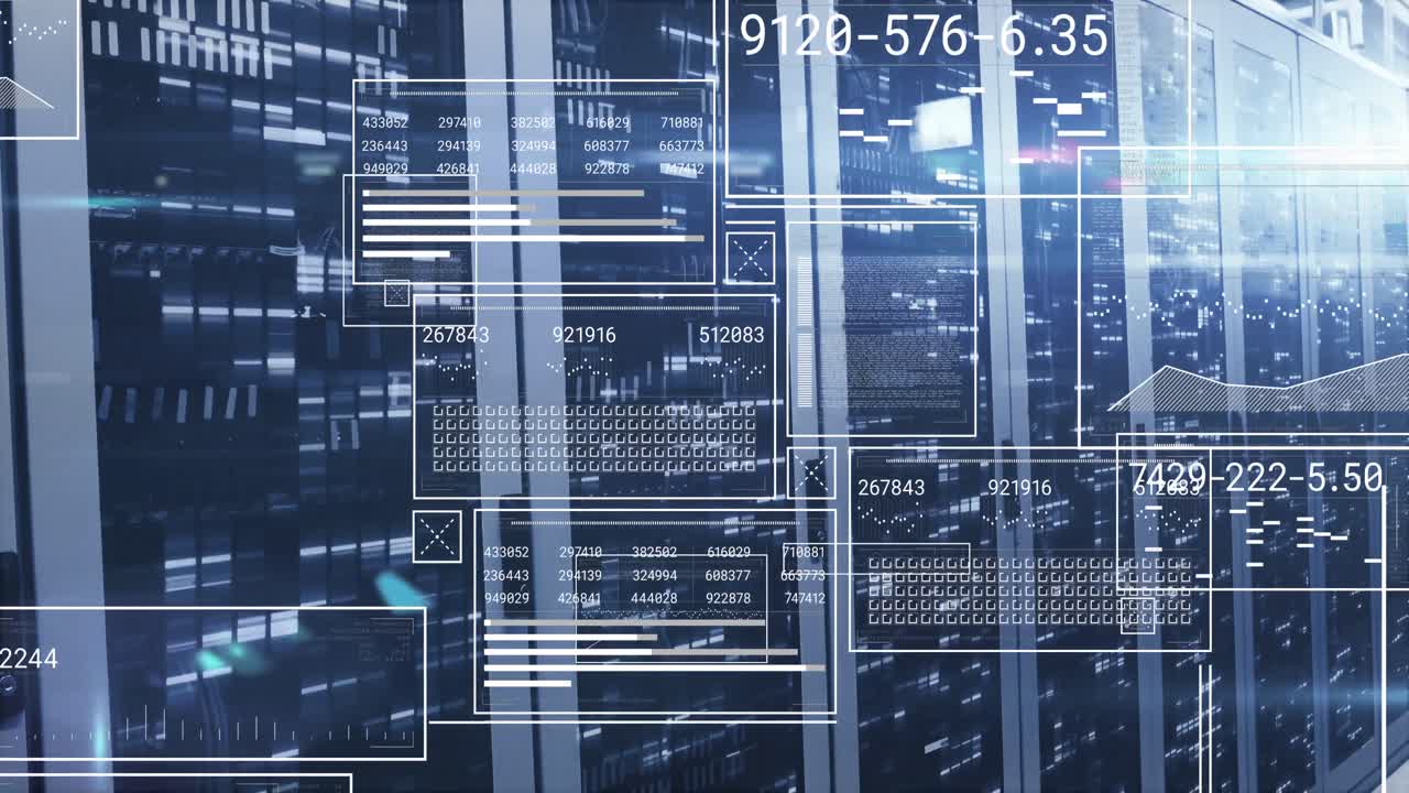 animación del procesamiento de datos a través de servidores informáticos