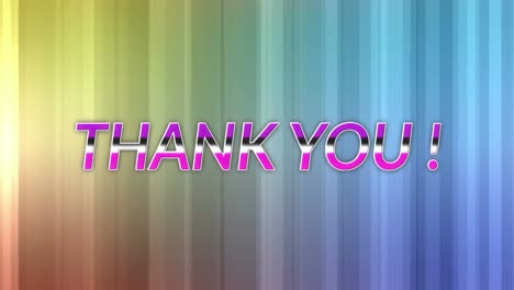 animation of thank you text over neon light pattern background