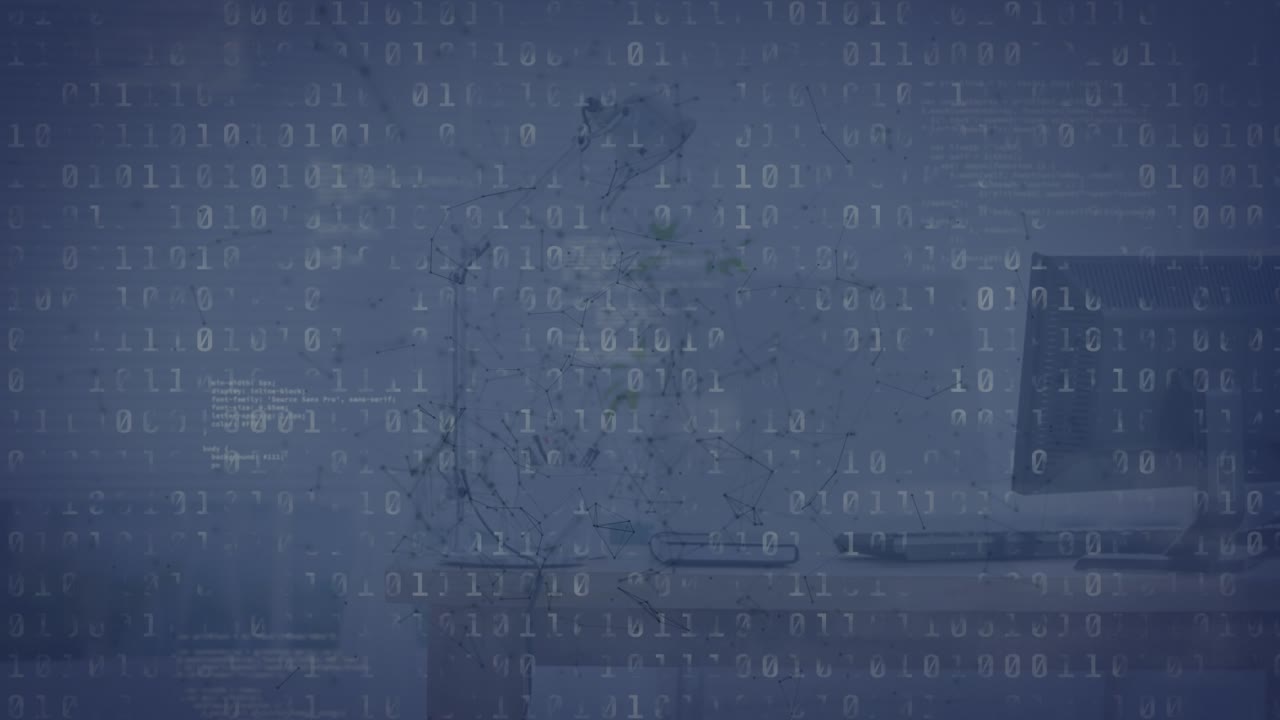 Animation af databehandling over former og kontorlandskab