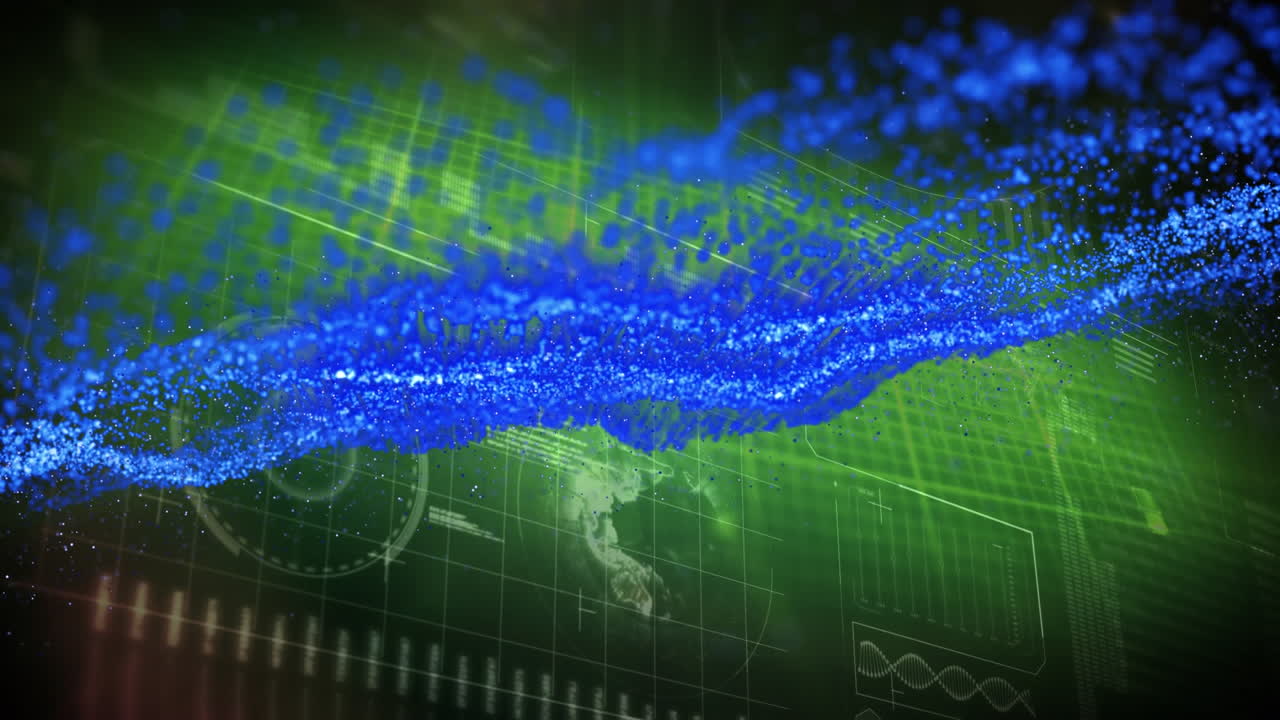 animación de puntos de luz sobre el procesamiento de datos sobre fondo negro