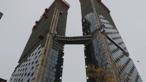 modern residential estate twin towers in montreal, quebec, canada