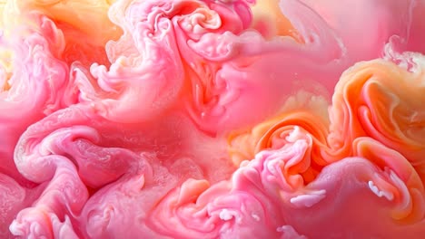 a colorful swirl of pink, orange, and yellow candy. the candy is made of sugar and is very soft