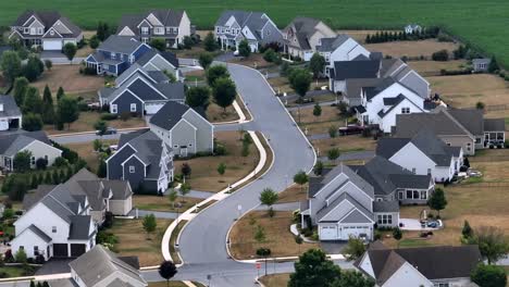 aerial view of a modern suburban neighborhood