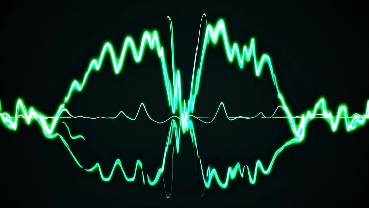 Dynamic Green and Blue Audio Waveform Visualization