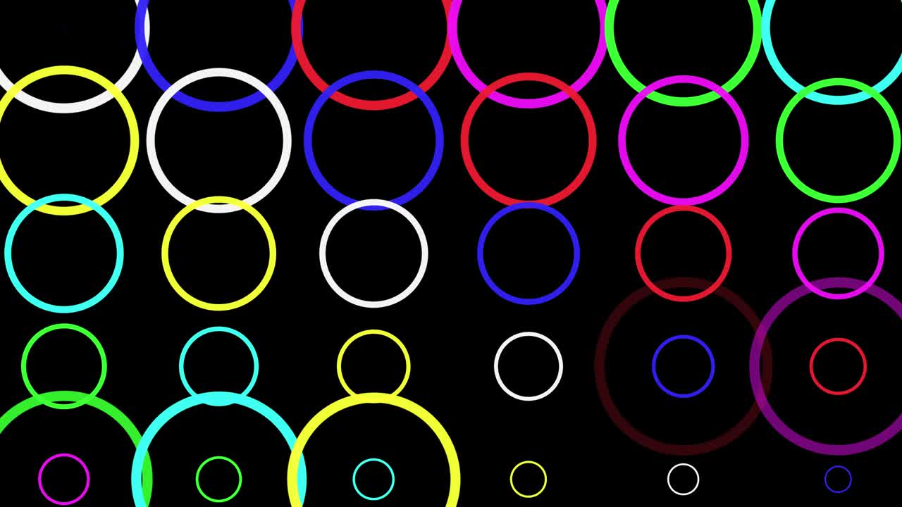 gráficos de movimiento con círculos de colores con fondo nocturno