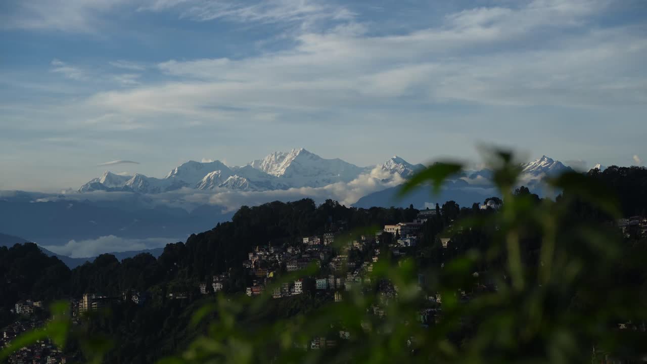 Kanchenjunga mountain is visible in the distance