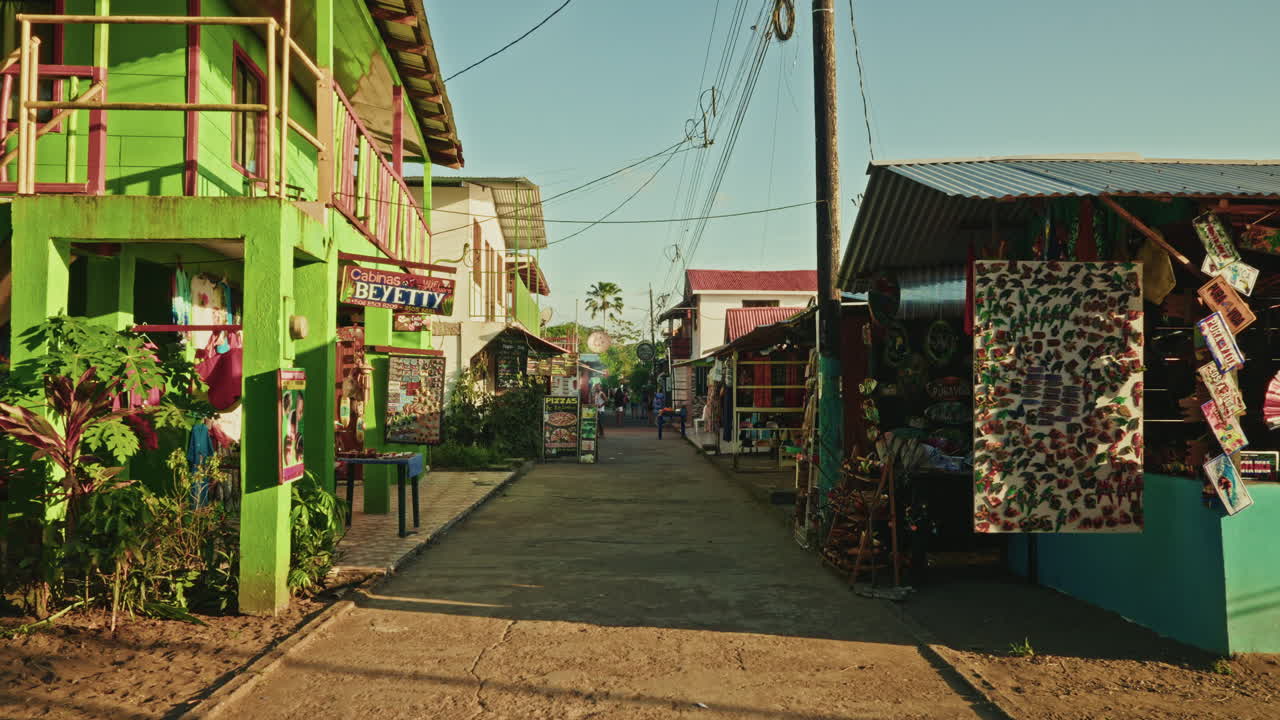 Walking through the streets of Tortuguero small town in the National Park in Costa Rica.