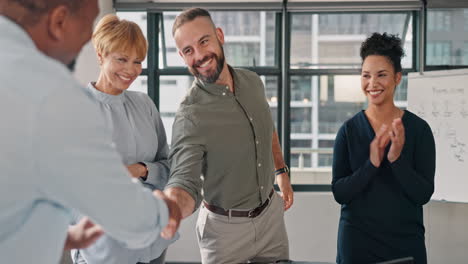 business people, applause and shaking hands