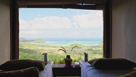 luxury massage day spa rooms with views across the mountain valley and ocean