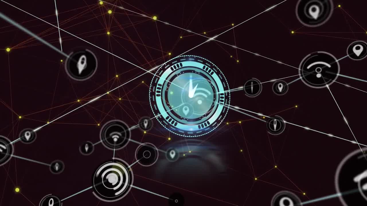 Animation of network of connections over clock