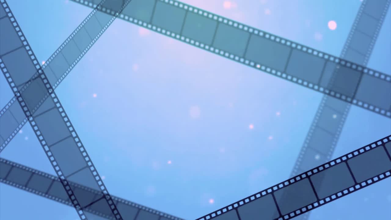 Mavi Bokeh Arka Plan Üzerinde Animasyonlu Film Şeritleri Çerçevesi
