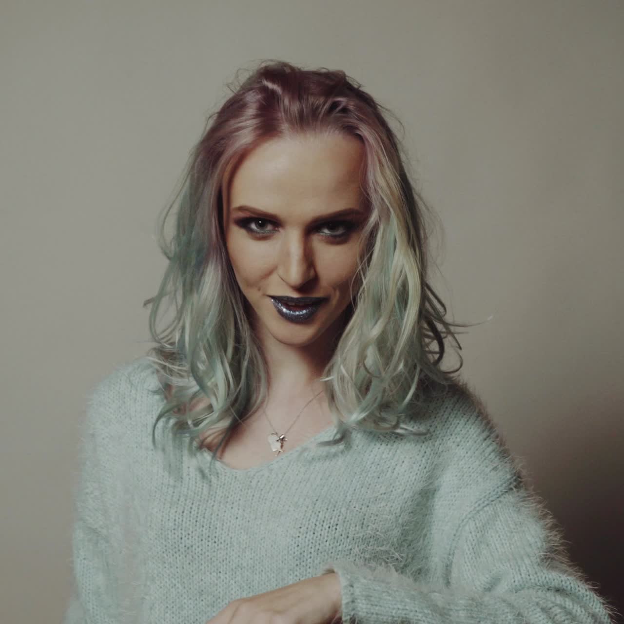 Portrait of a Beautiful Girl with Dyed Hair,