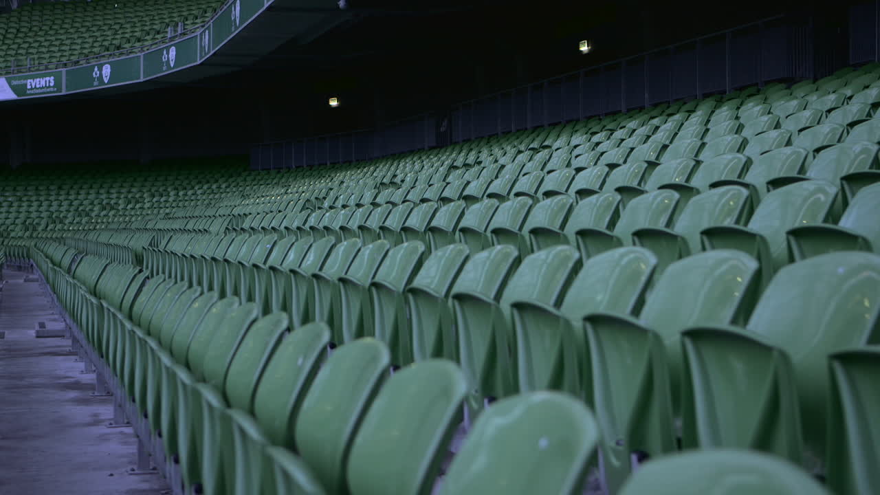 asientos verdes en el estadio aviva, vacío, fútbol de rugby de irlanda