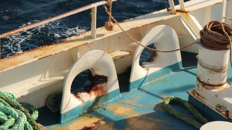 4k-Close-Up-Of-Ships-Rope-Cleats-On-Deck