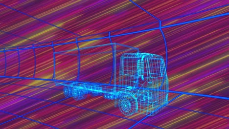 Animation-of-truck-project-on-multicolour-moving-background