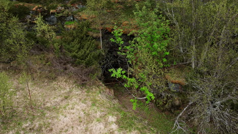 Túnel-Cerca-Del-Búnker-Alemán-Abandonado-En-Medio-Del-Bosque-En-Tromso,-Noruega