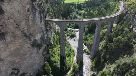 aerial view of the landwasser viaduct in switzerland