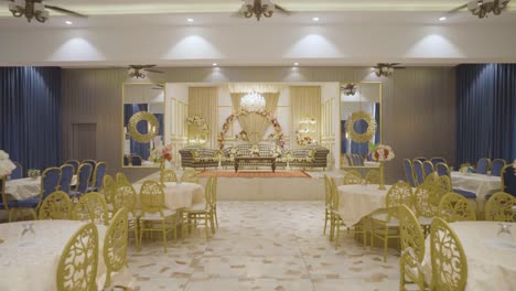 lavish banquet hall featuring ornate décor with elegant seating arrangements, perfect for weddings, receptions, or formal events