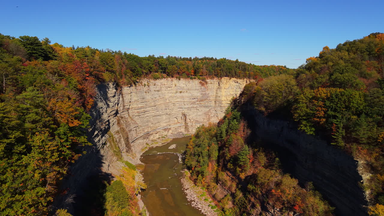 Scenic View of Letchworth State Park Gorge in Autumn