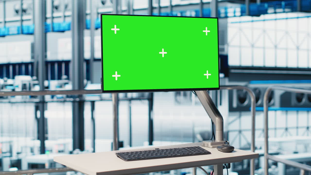 Mockup monitor displaying automation software in industry 4.0 smart factory