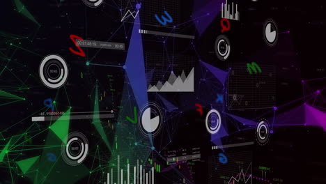 animación del procesamiento de datos financieros a través de conexiones