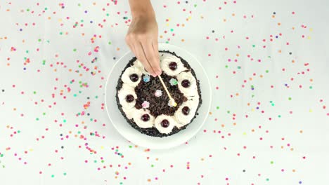 chocolate cake with birthday candles