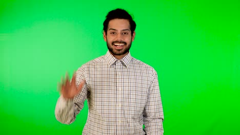 Indian-business-man-walking-green-screen