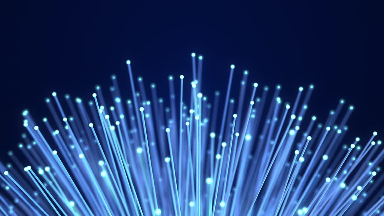 cables de fibra óptica con luces brillantes. transferencias de datos de alta velocidad.