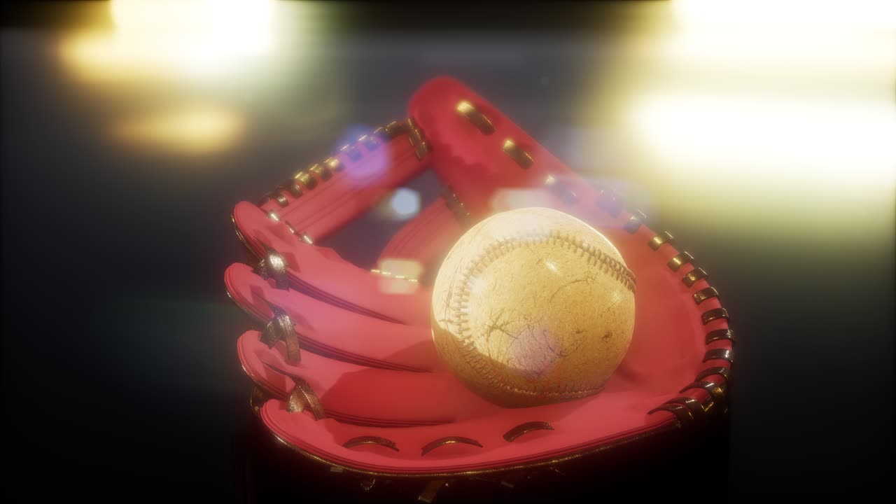 baseball e guanto sullo sfondo scuro