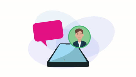 teléfono inteligente con animación de marketing en las redes sociales