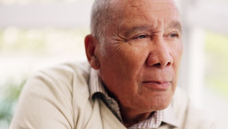 senior man, thinking and worry on face in nursing
