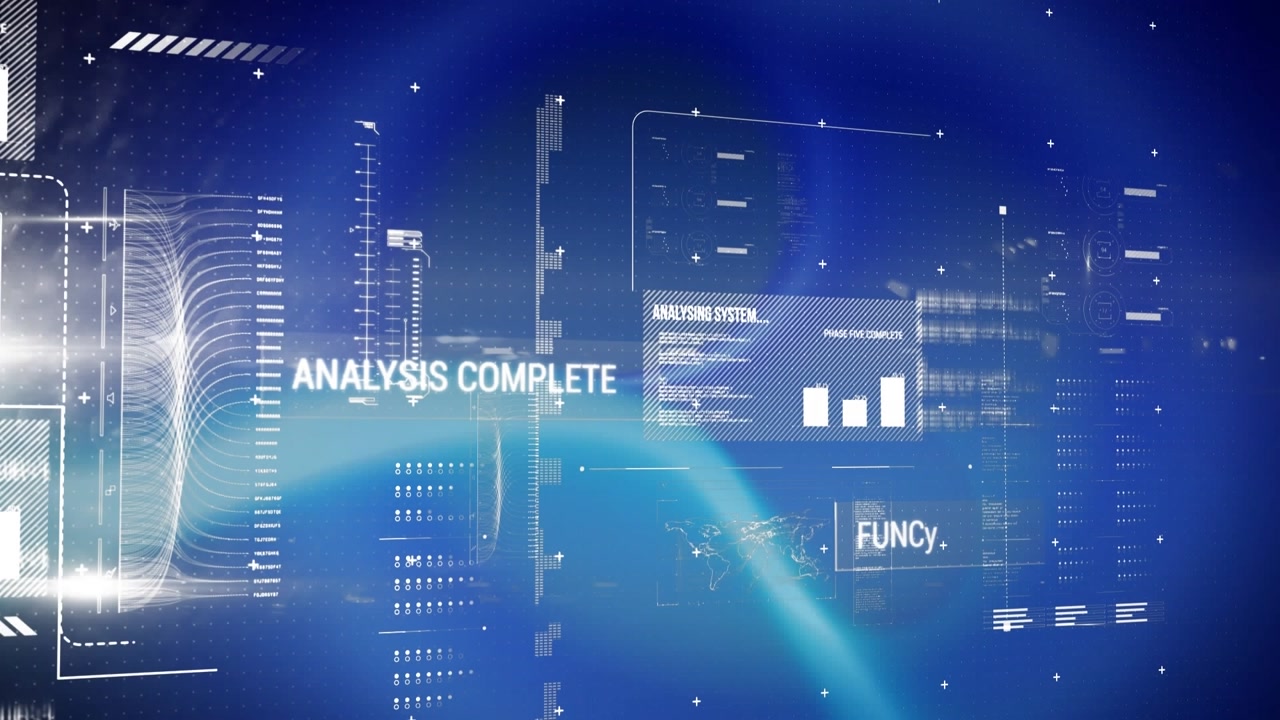 Animation of data processing on blue background